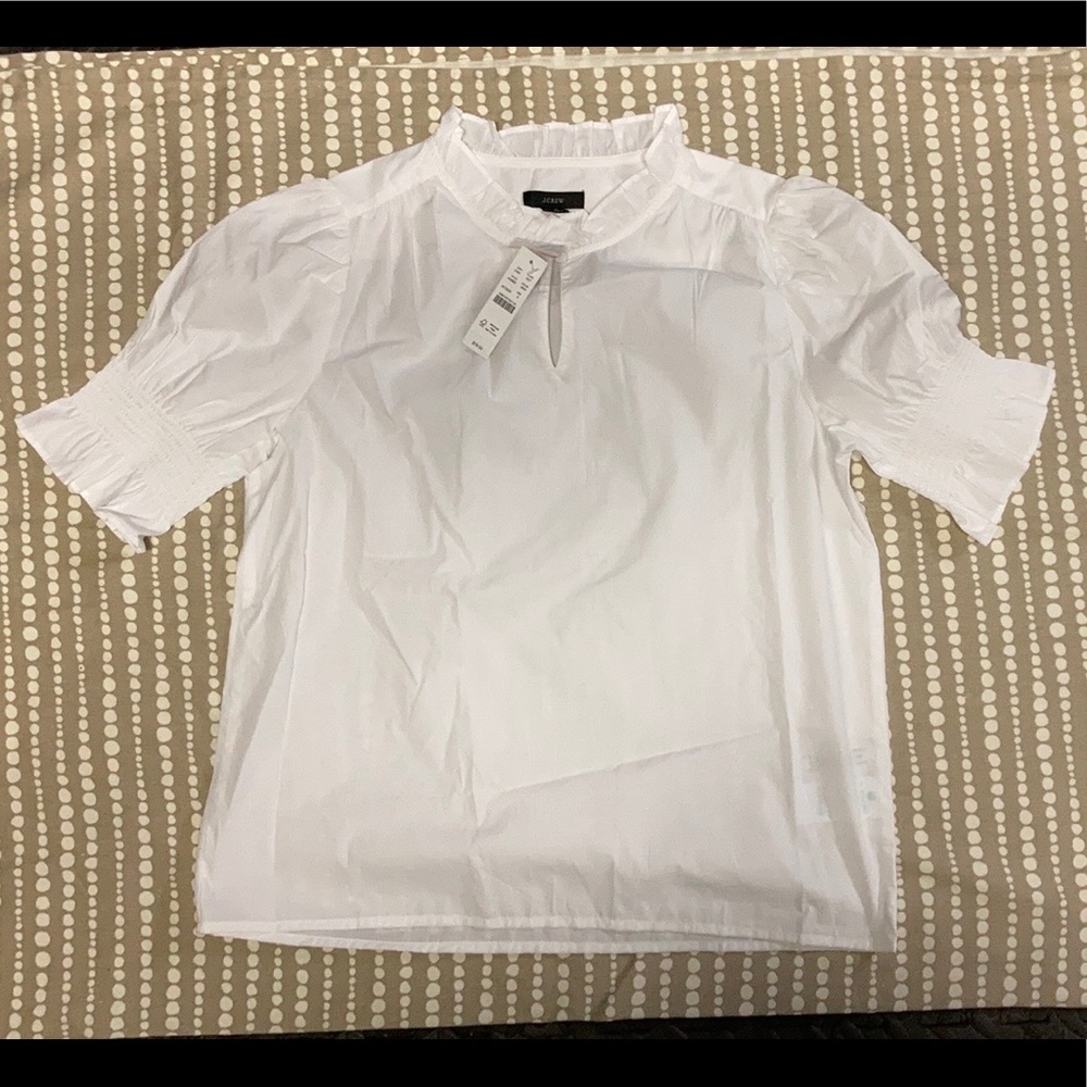 J Crew 2021 cotton ruffle sleeve top NWT small $79